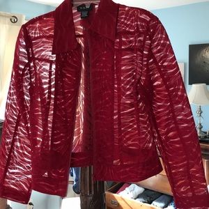 NWOT Nabi jacket in striking red. See through.